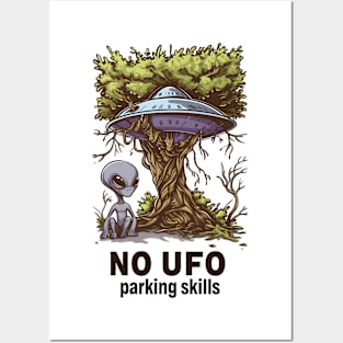 No UFO Parking Skills - Funny UFO Posters and Art